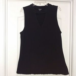 Black fitted sleeveless top